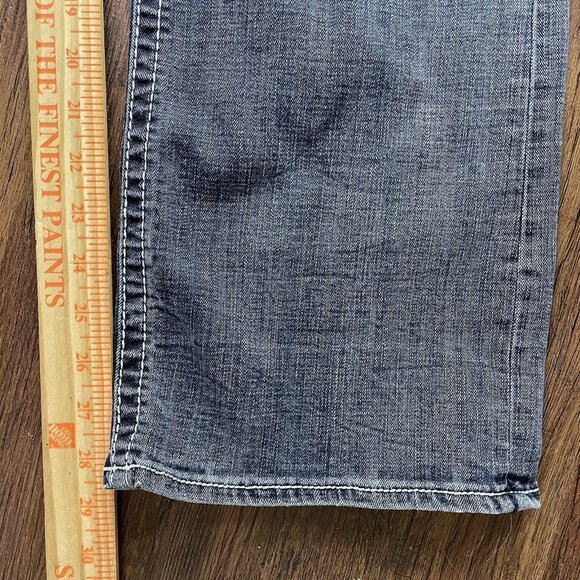 Salvage Mayhem Boot Regular Fit Jeans Men's 34S Blue Denim Buckle Pants Logo - Picture 7 of 10